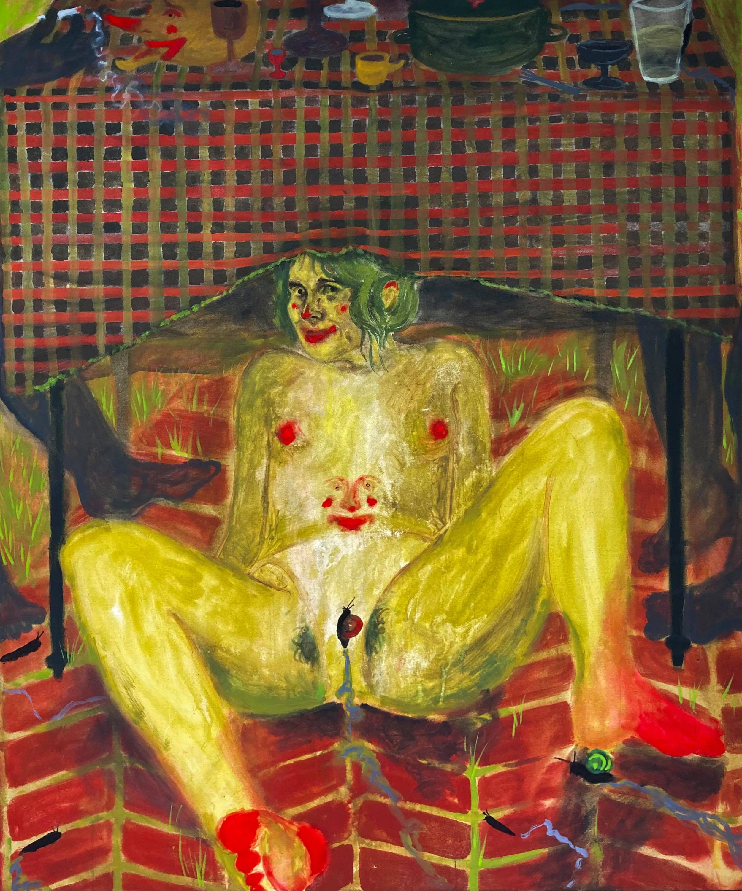 Faye Eleanor Woods Midsummer’s Fay(r)e: ‘Its My Birthday and I’ll do what I want!’, 2021 Raw pigment, acrylic ink and oil paint 127 x 106 cm