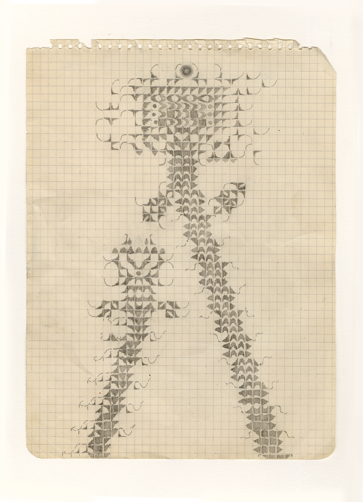 "Decidedly; Mother" ,2024 Graphite on Graph Paper 8.5” x 6.5”