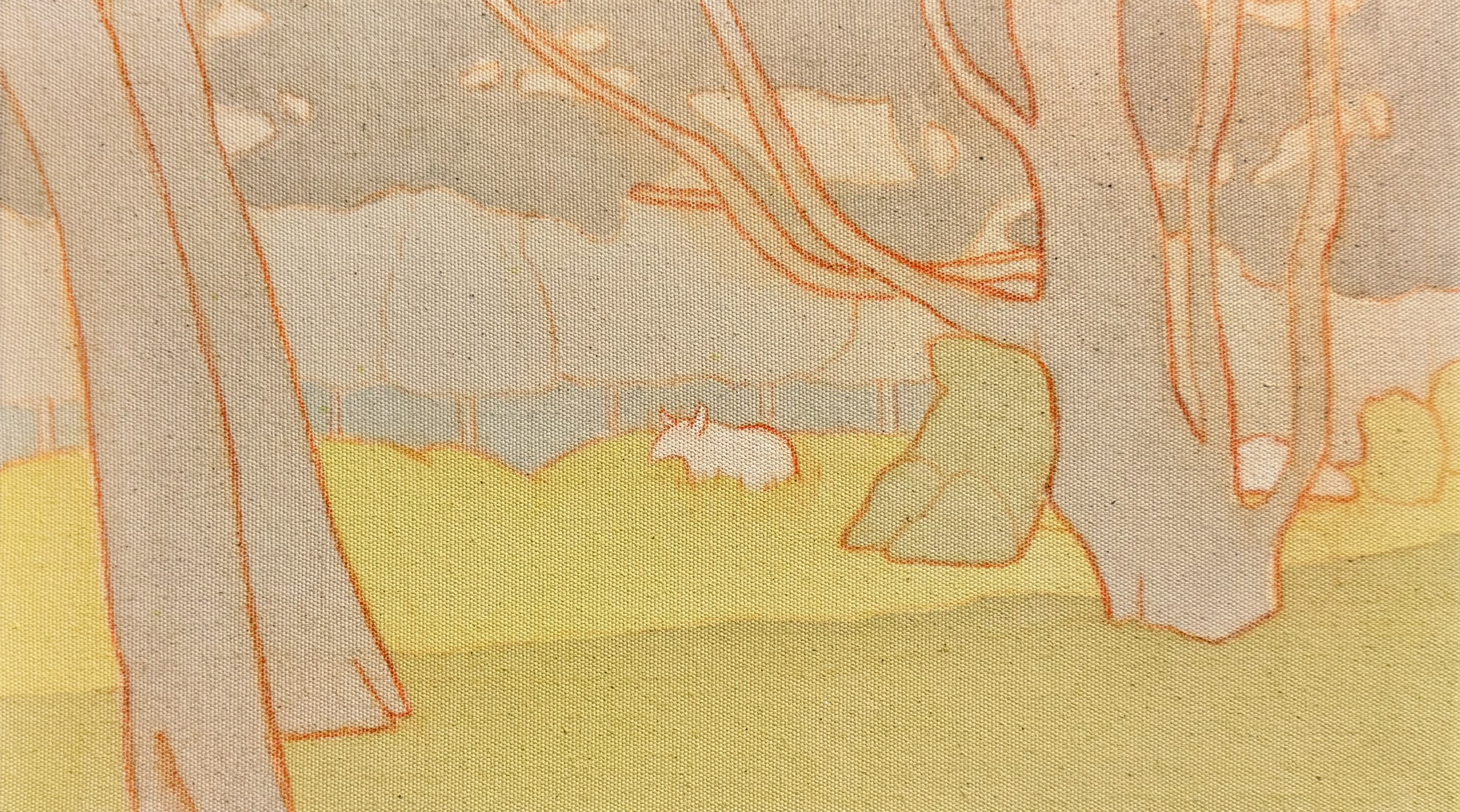 Glow #2, Acrylic, gouache and pencil  on canvas, 20 x 35 cm, 2024