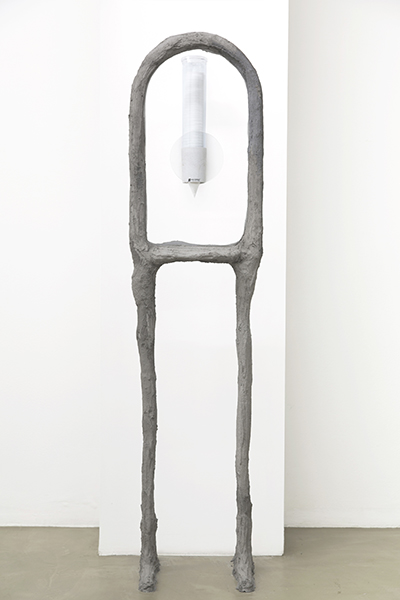 Arm & Hammer, 2017, plaster, sand, pigment, burlap, steel, glass