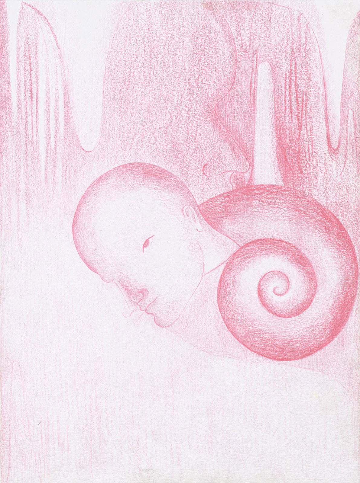 Snail Man IV, 2016, color pencil on paper, 32x24