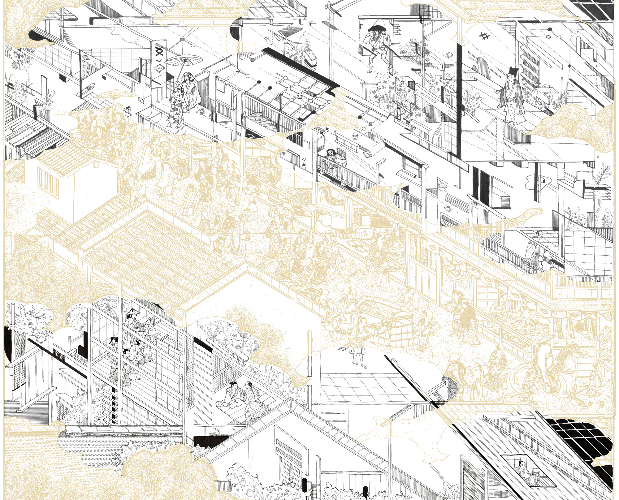 Detail from 'Scenes from another Kyoto' by Sayan Skandarajah