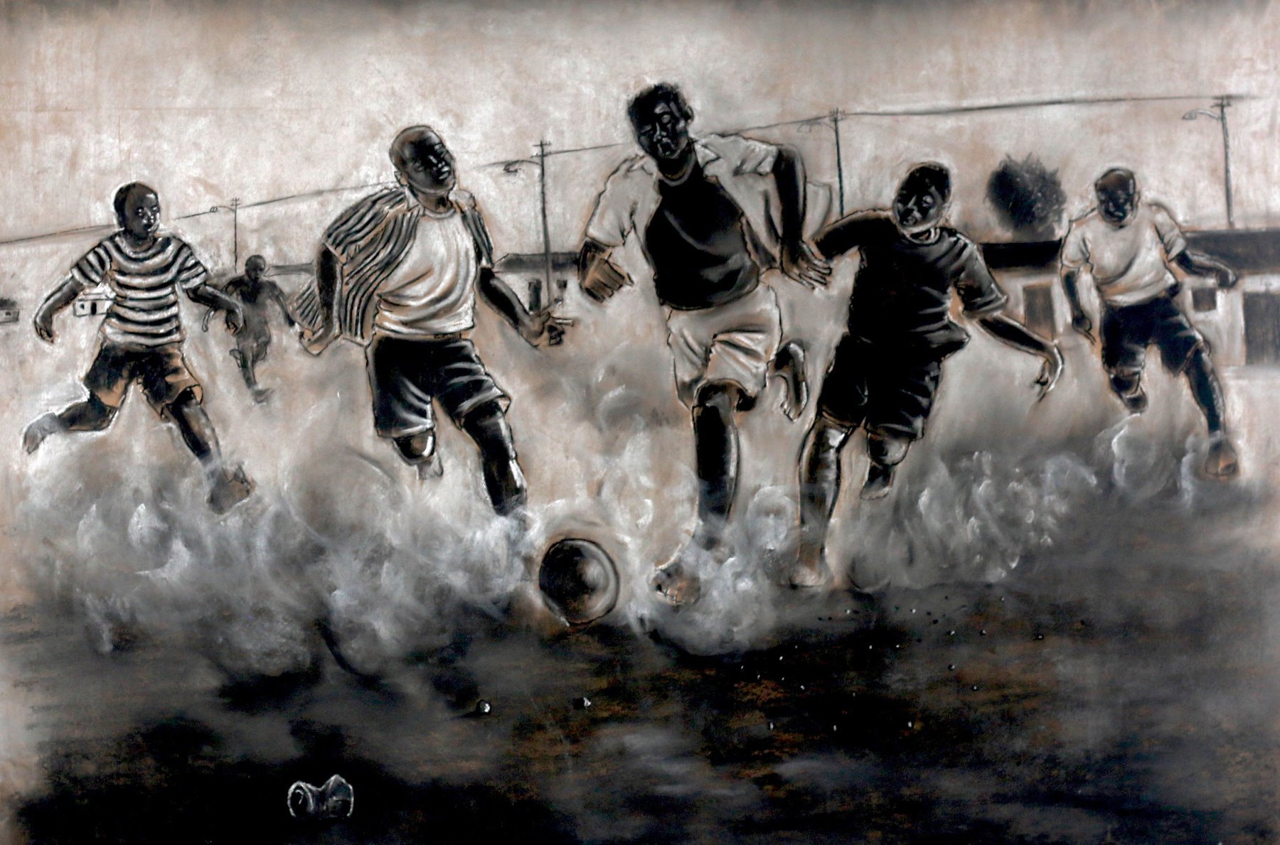 Diski 94 x 151 cm Charcoal on brown paper