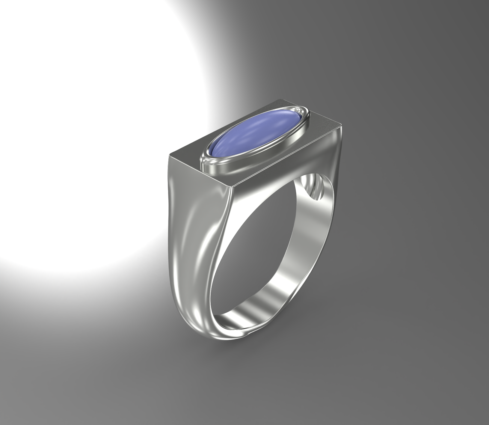Lunar Signet Ring, Sterling Silver, Sapphirine