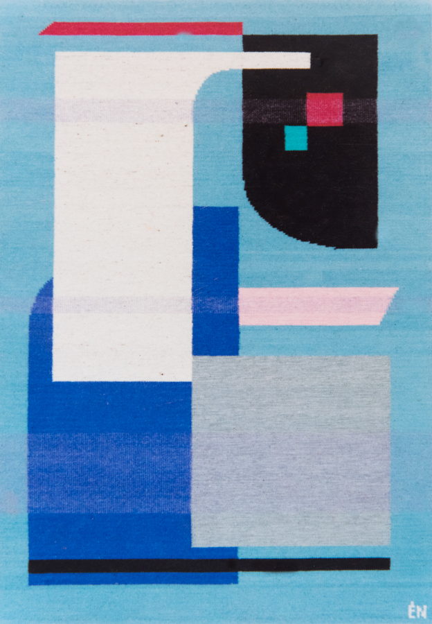 Handwoven wool rug. Serial production. 1990's