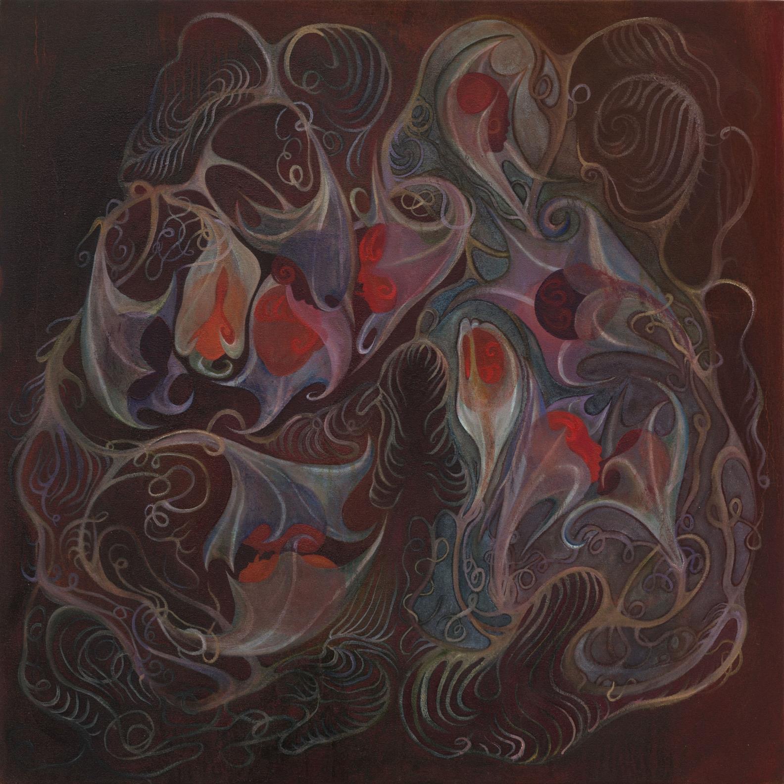 Morning Glories, oil on canvas, 32” x 32”