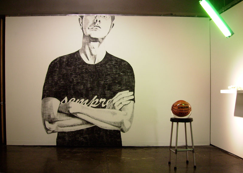 'Sempre' 2008, charcoal wall drawing, dimensions variable