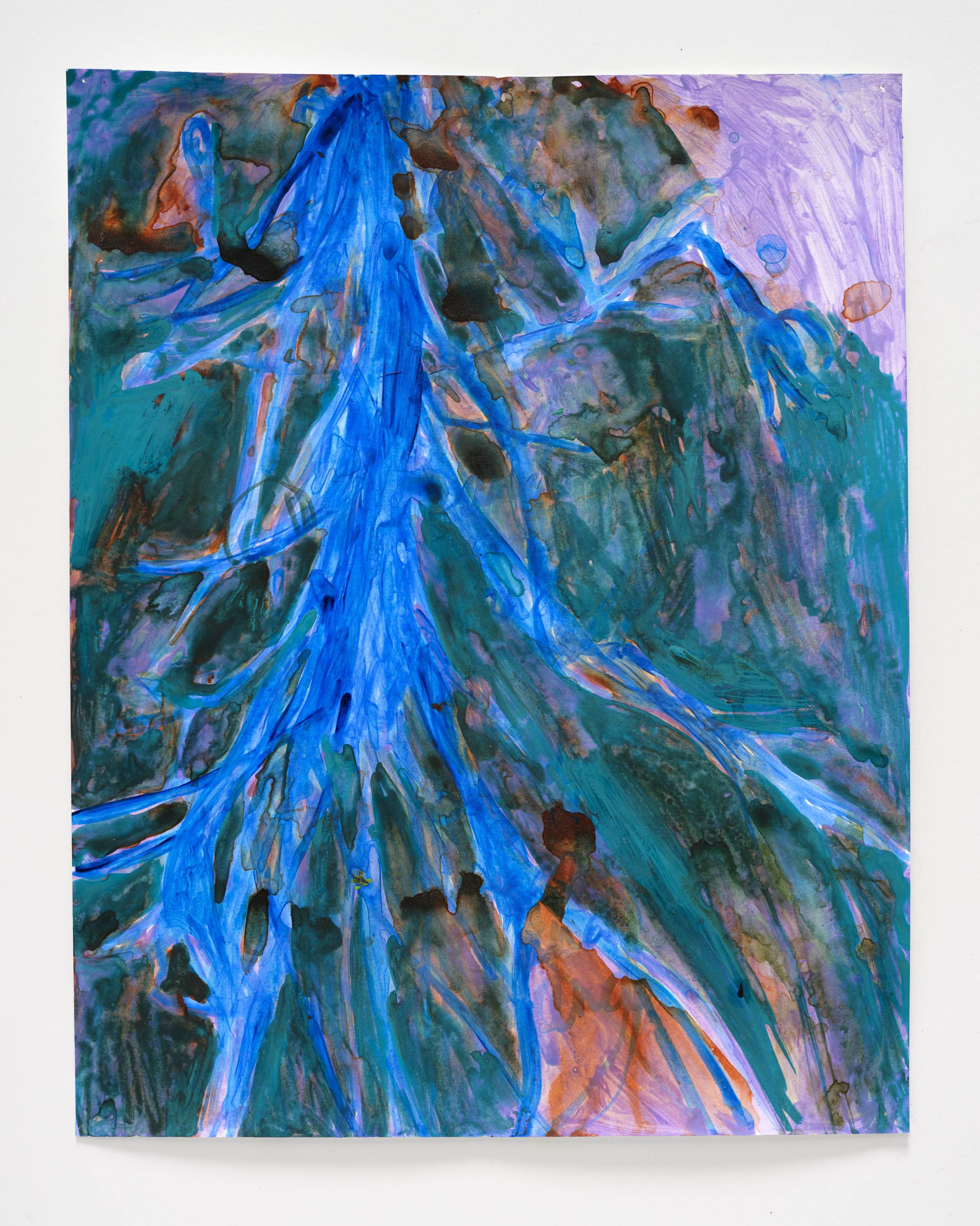 Blue Branch (Banff Series), 14 x 11", Gouache and water color on paper, 2023