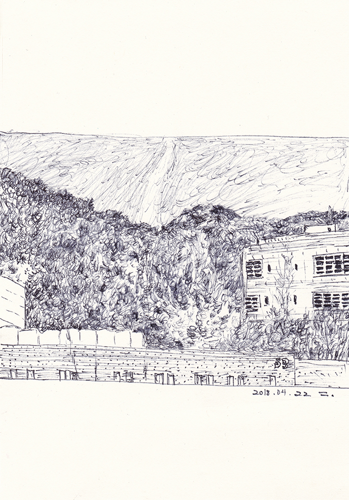 오르는 구름, 2018, pen on paper, 21*14.8(cm)