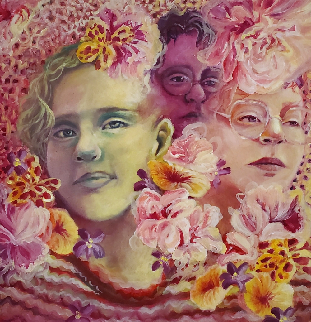 Elizabeth oil on wood panel, 12"x12", 2022