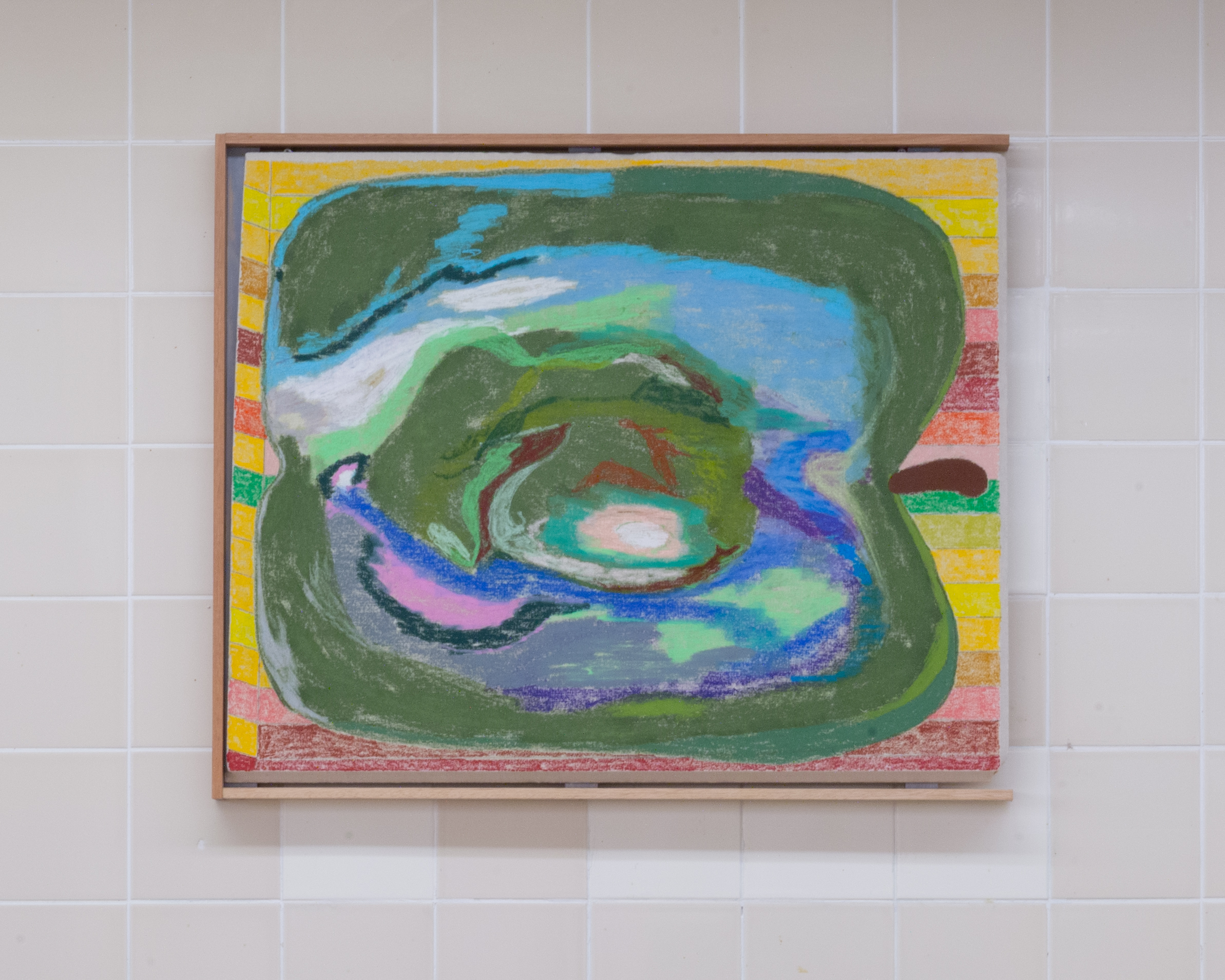  Untitled (Apple 15), 2025, oil, soft pastel, & graphite on cotton, W/ meranti, & pine, 78x65cm