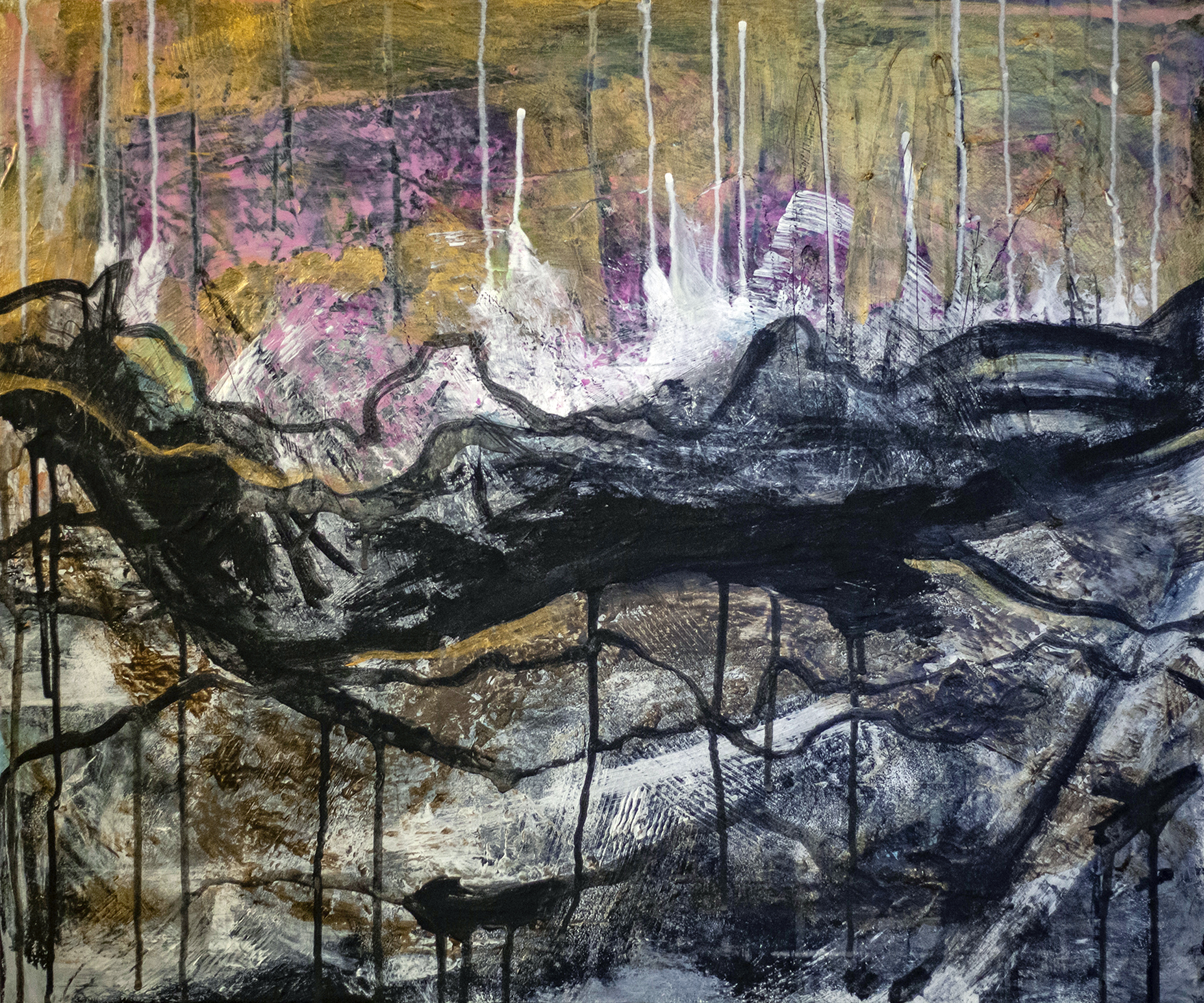 New and shiny beginnings, 50x60cm, Mixed media on canvas