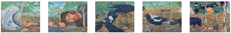 James Morrison, ‘Freeman Dyson’, 2008, oil on canvas, 5 panels overall 40.75 x 255 cm