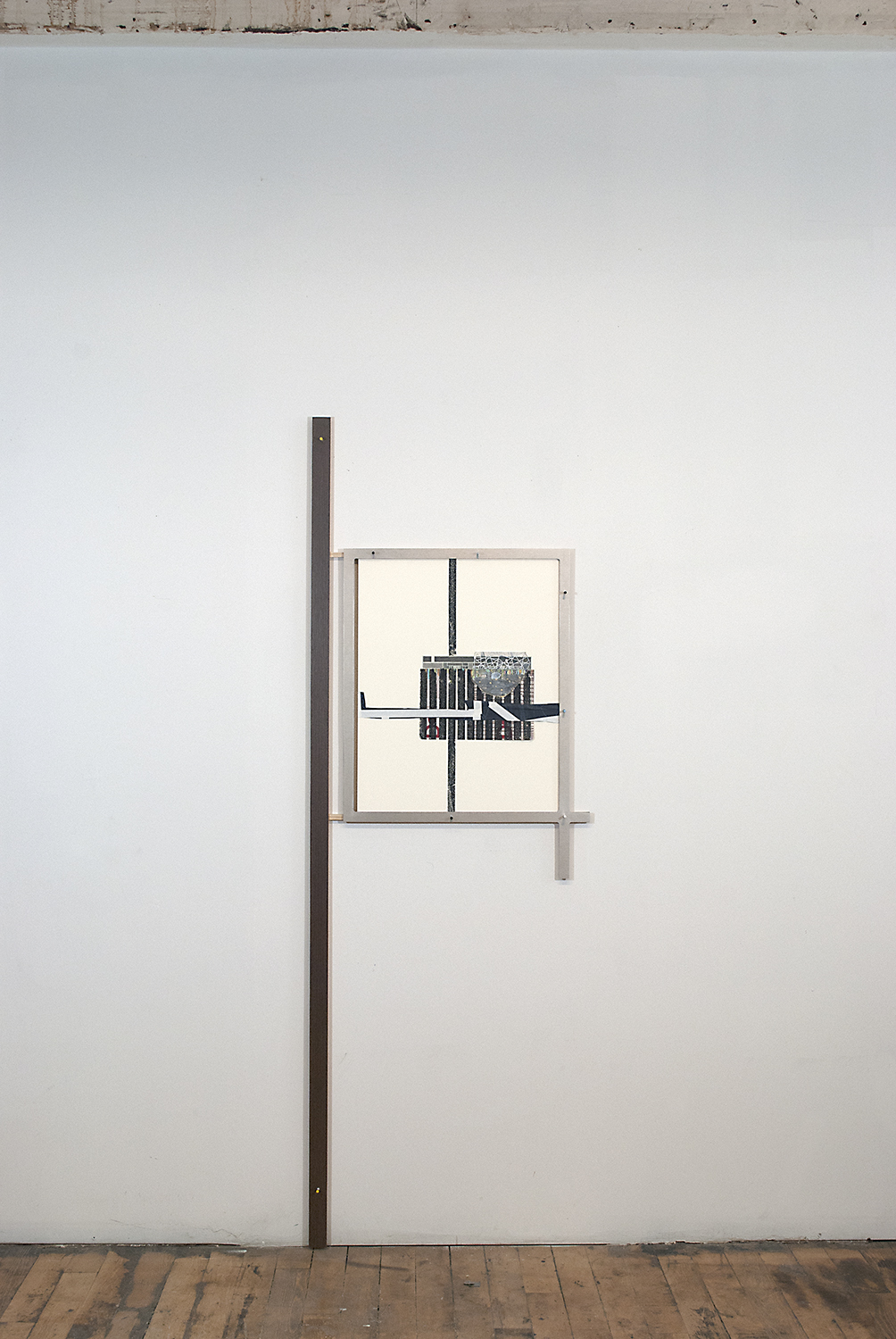 mainline (sskl)  Ink, graphite, oil marker, carbon paper, colored pencil, carbon transfer and tape on paper. Formica and wood. 2013 - 80 x 27 x 3