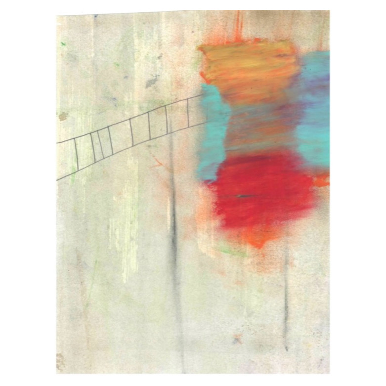 Ladder, 2024. Acrylic and oil pastel on 220gsm paper, 29 x 21cm