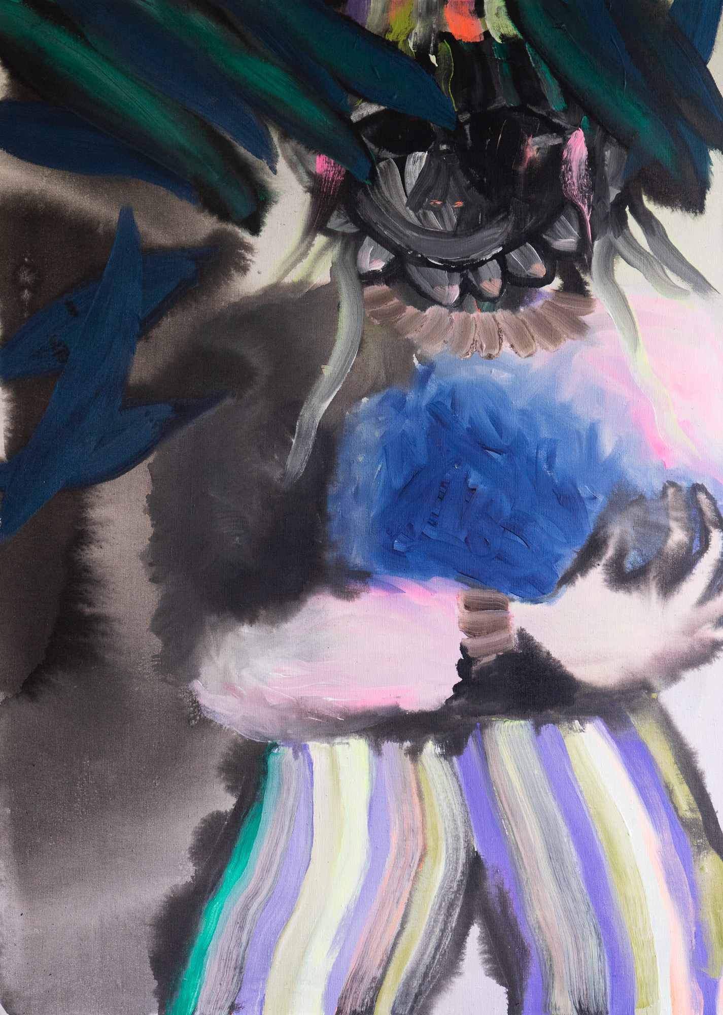 A man who had a dream that he turned into stripes / 140×100 cm / acrylic and combined technique on canvas