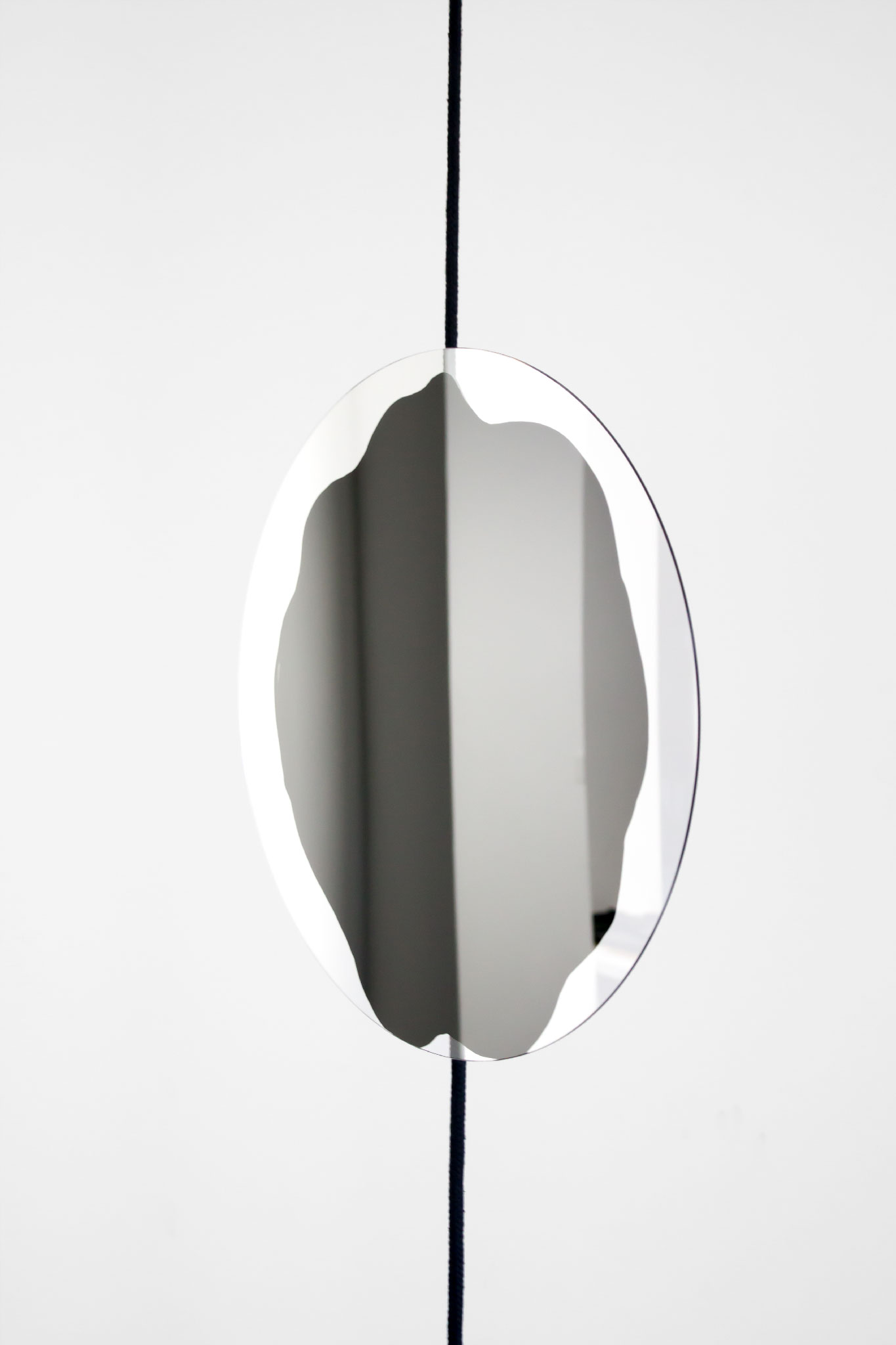 Forgotten Collection 1st Edition – Black Mirror IIIBirch pitch, highly transparent glass, cotton rope290 x 48 x 1 cm