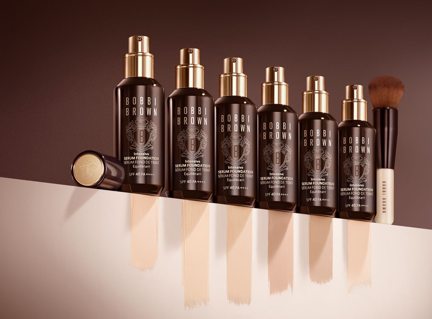 KMA stylist Rachel Haas displays the multiple shades of Intensive Serum Foundation for Bobbi Brown