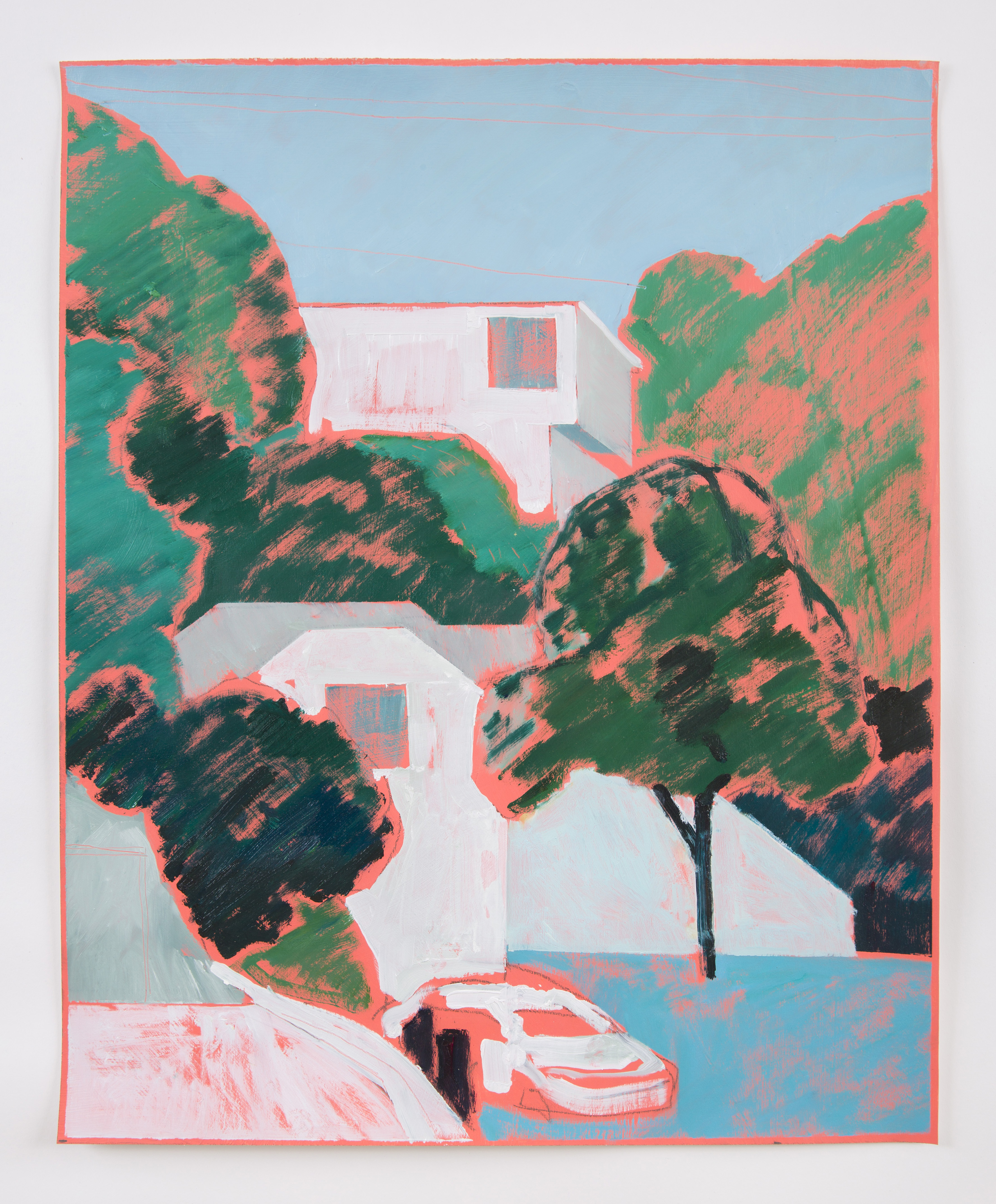 "Street Parking" oil on paper, 21 x 17 in., 2019