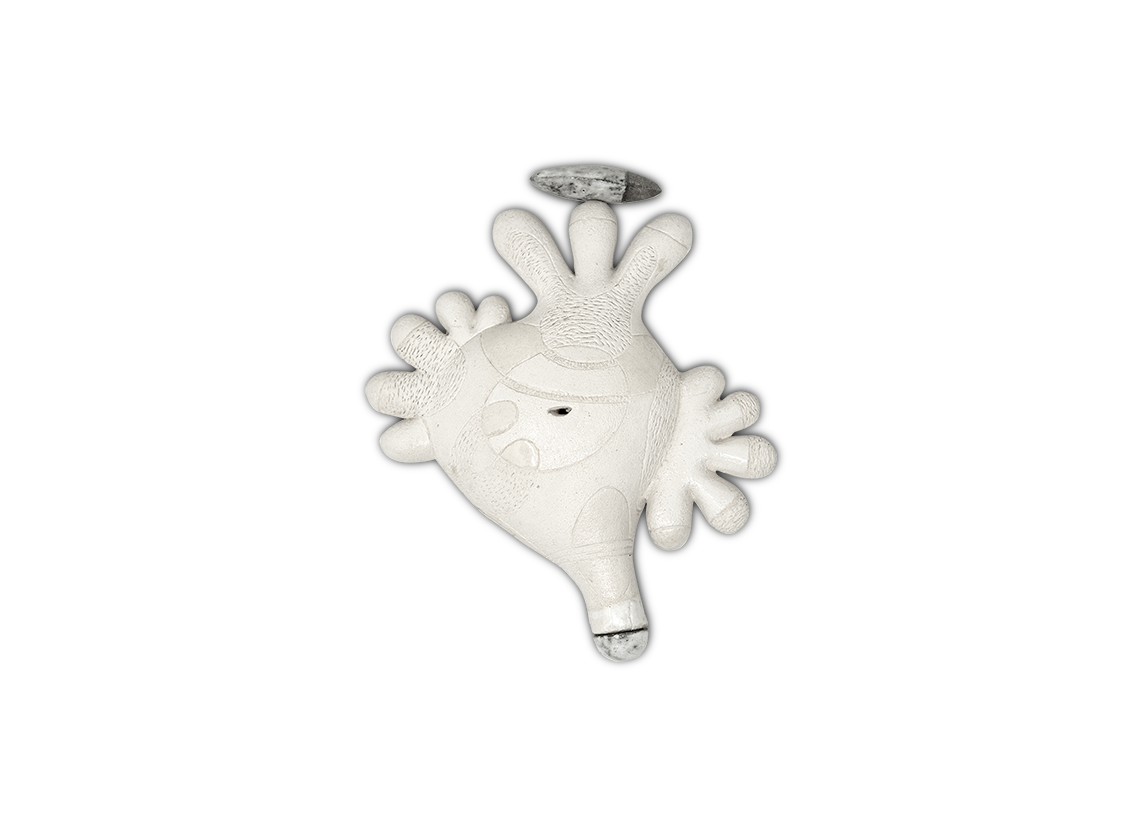 Una di tre (Refrattario bianco nero, 18x14x5, 2014)