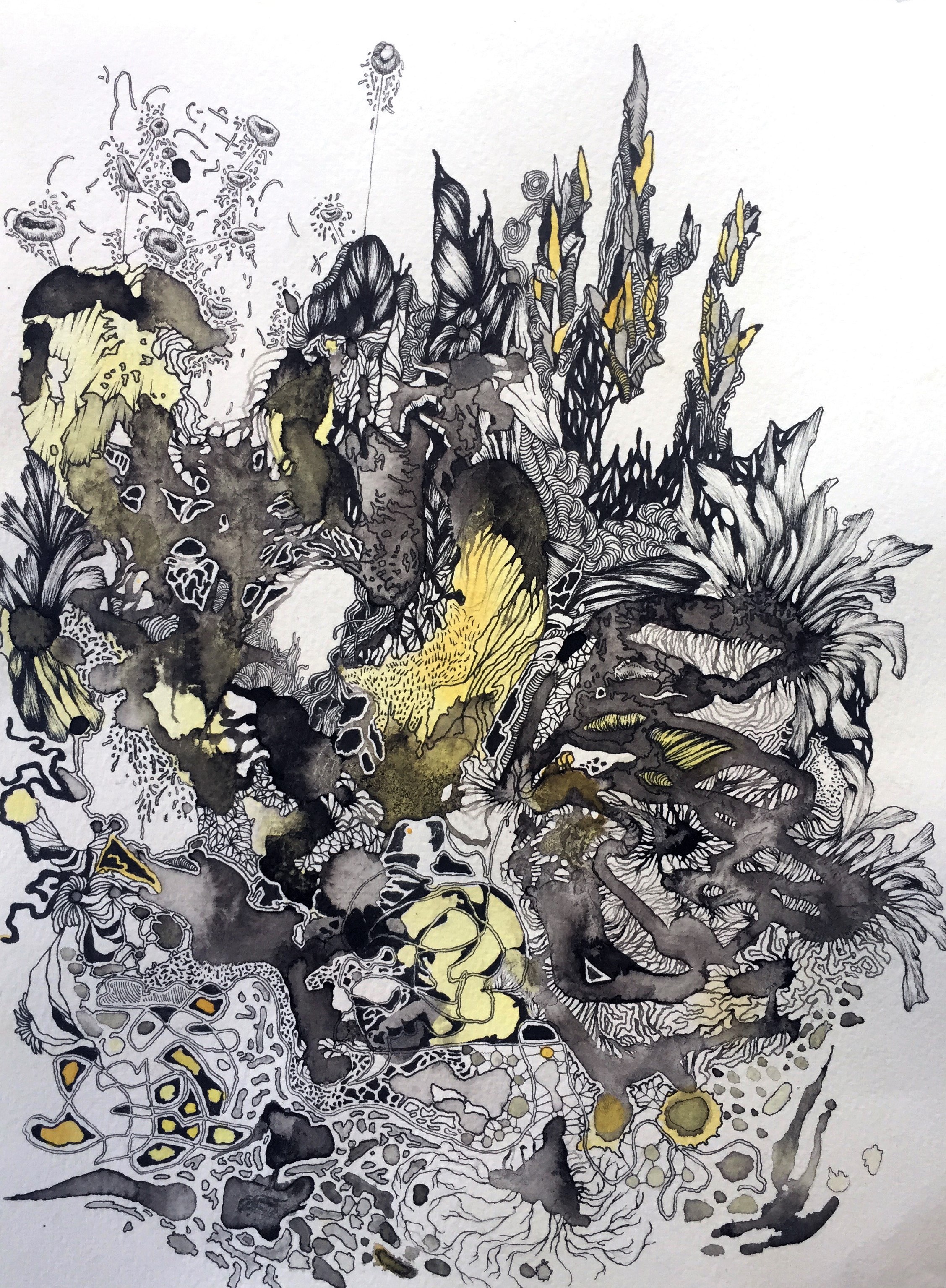 The Vehement Series 5 2016 Mixed Media on Paper 12"x9"/30x23cm