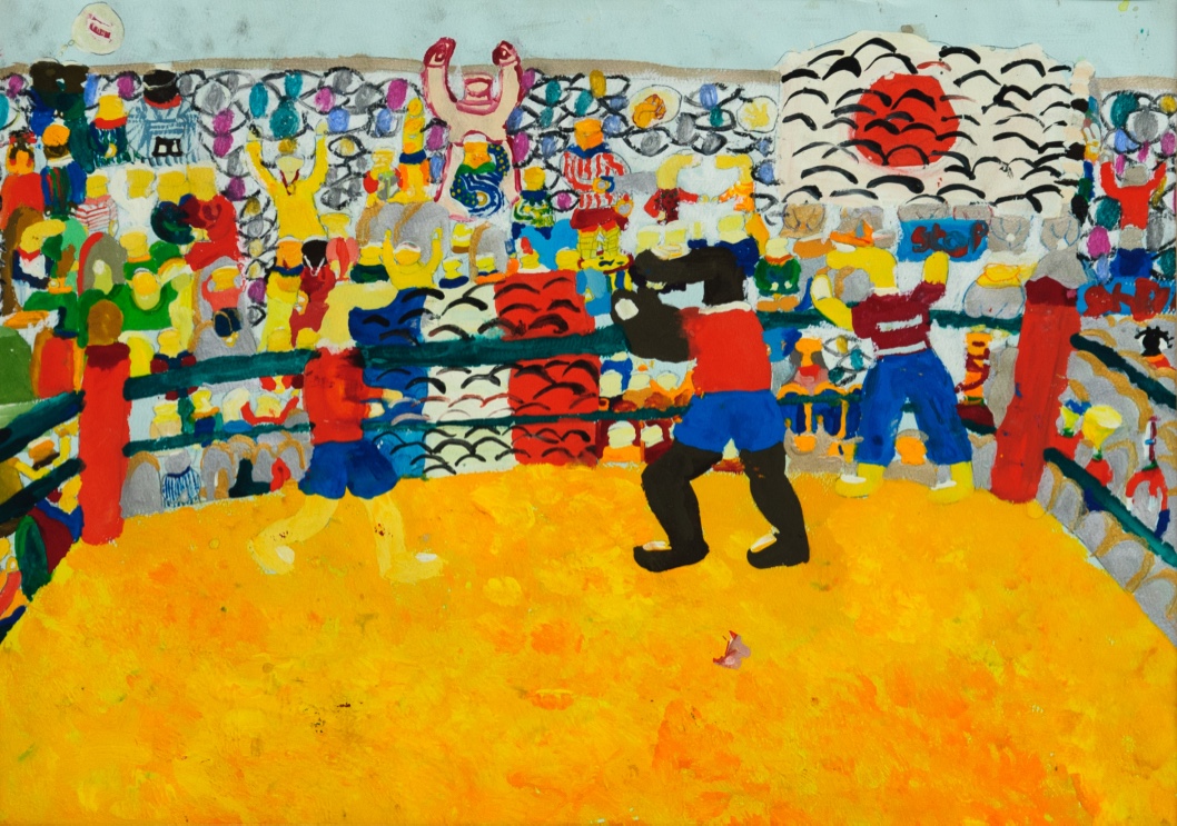 Thumb Boxing / poster color on paper / date missed