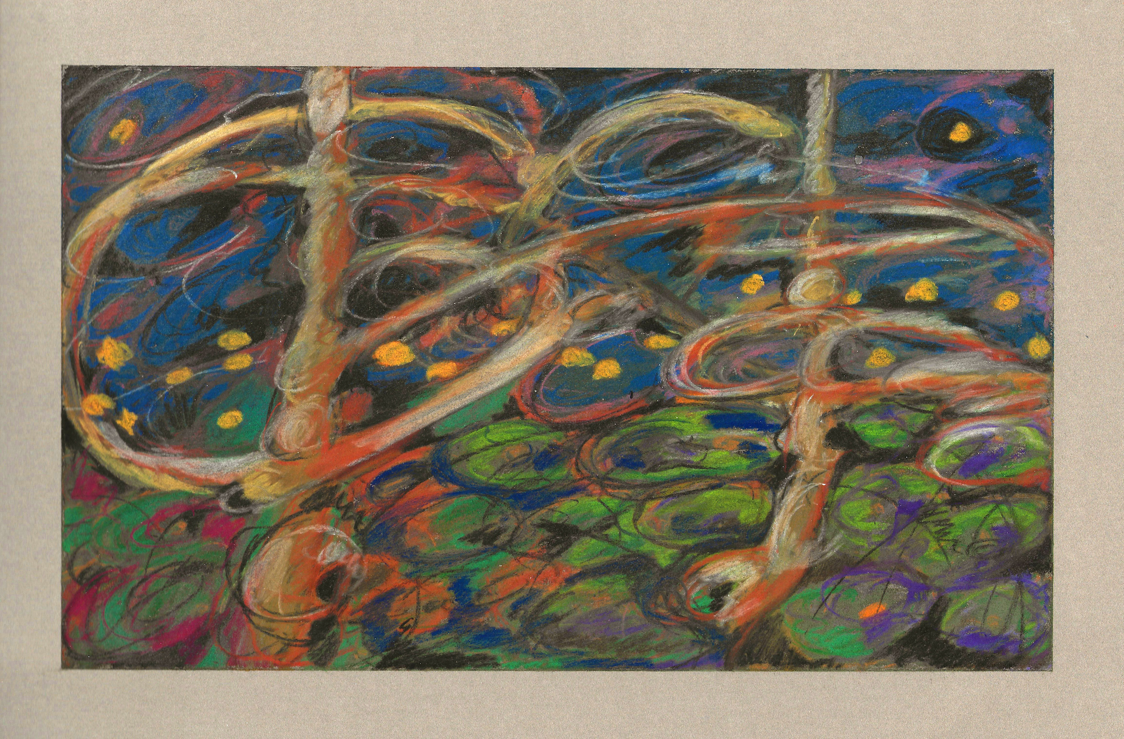 Prancing Vespers, 2024, soft pastel on paper, 8 x 12 inches