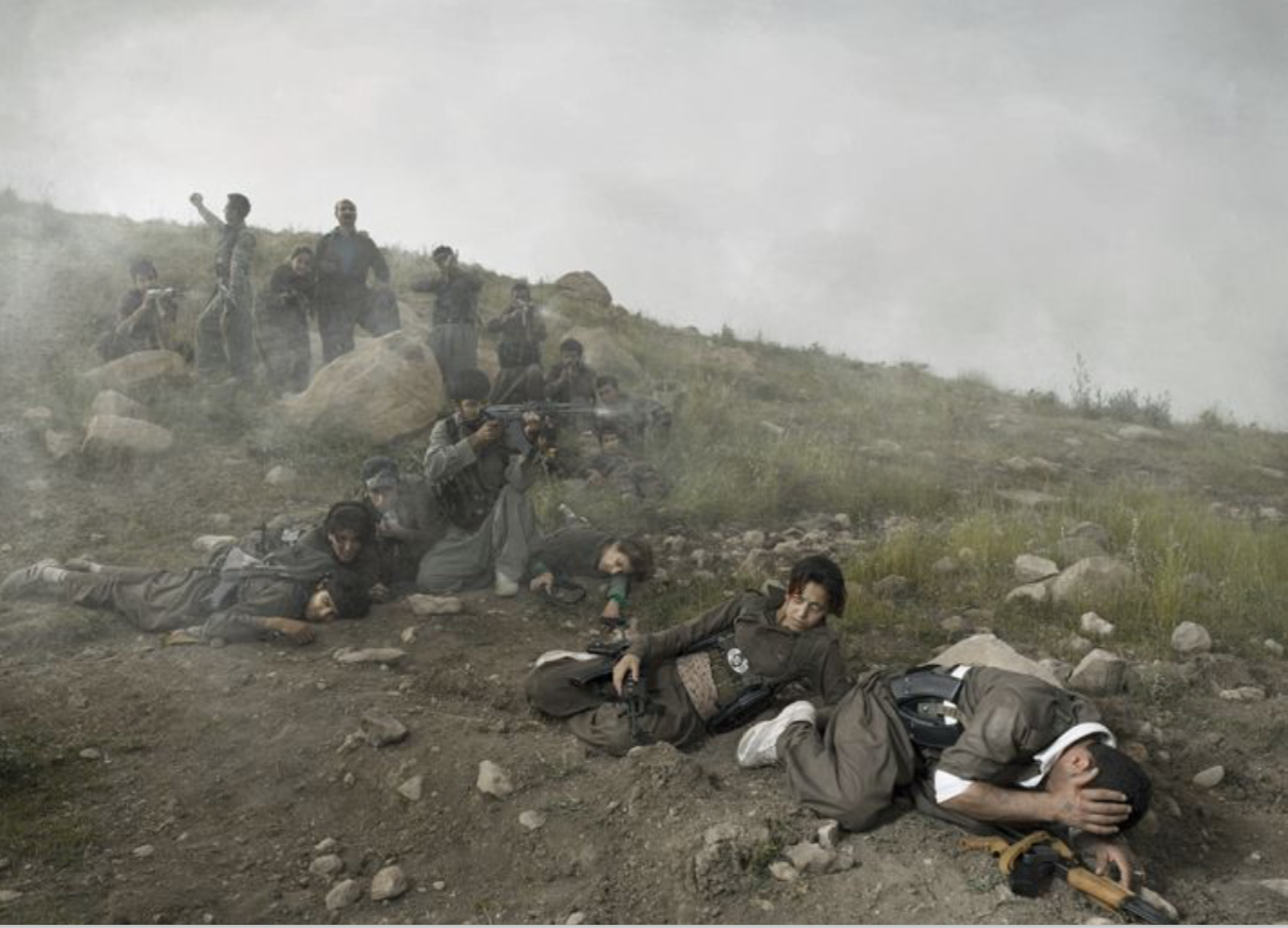 Emeric LHUISSET. Theater of war. Irak, 2011- 2012. Photographs with a group of Iranien Kurdish guerrilla