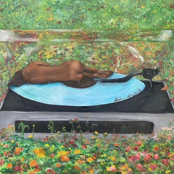 Broken Record, 2023, oil on canvas, 50 x 50 cm