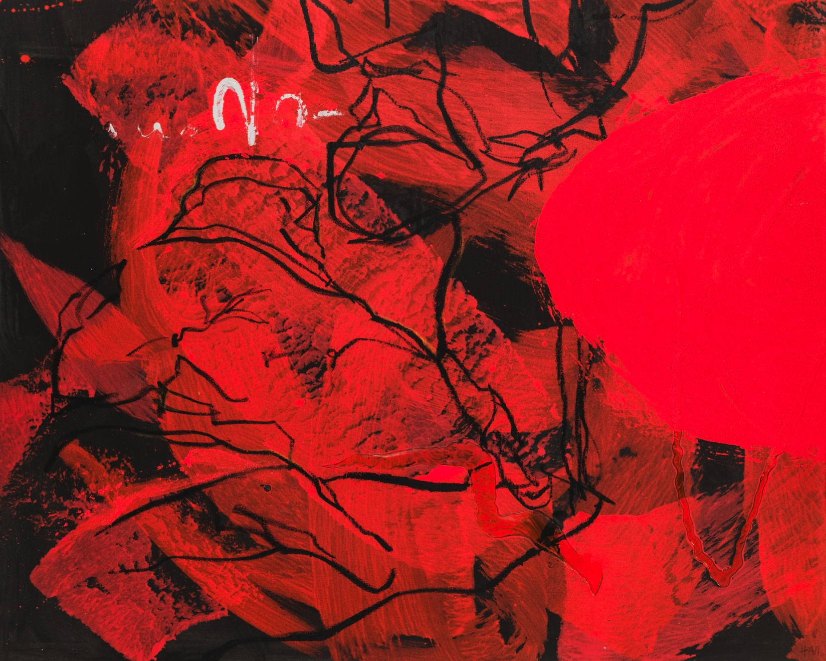“Zwischen Raum und Zeit”, 2008, Acrylic, oilstick and sand on canvas, 115 x 140 cm