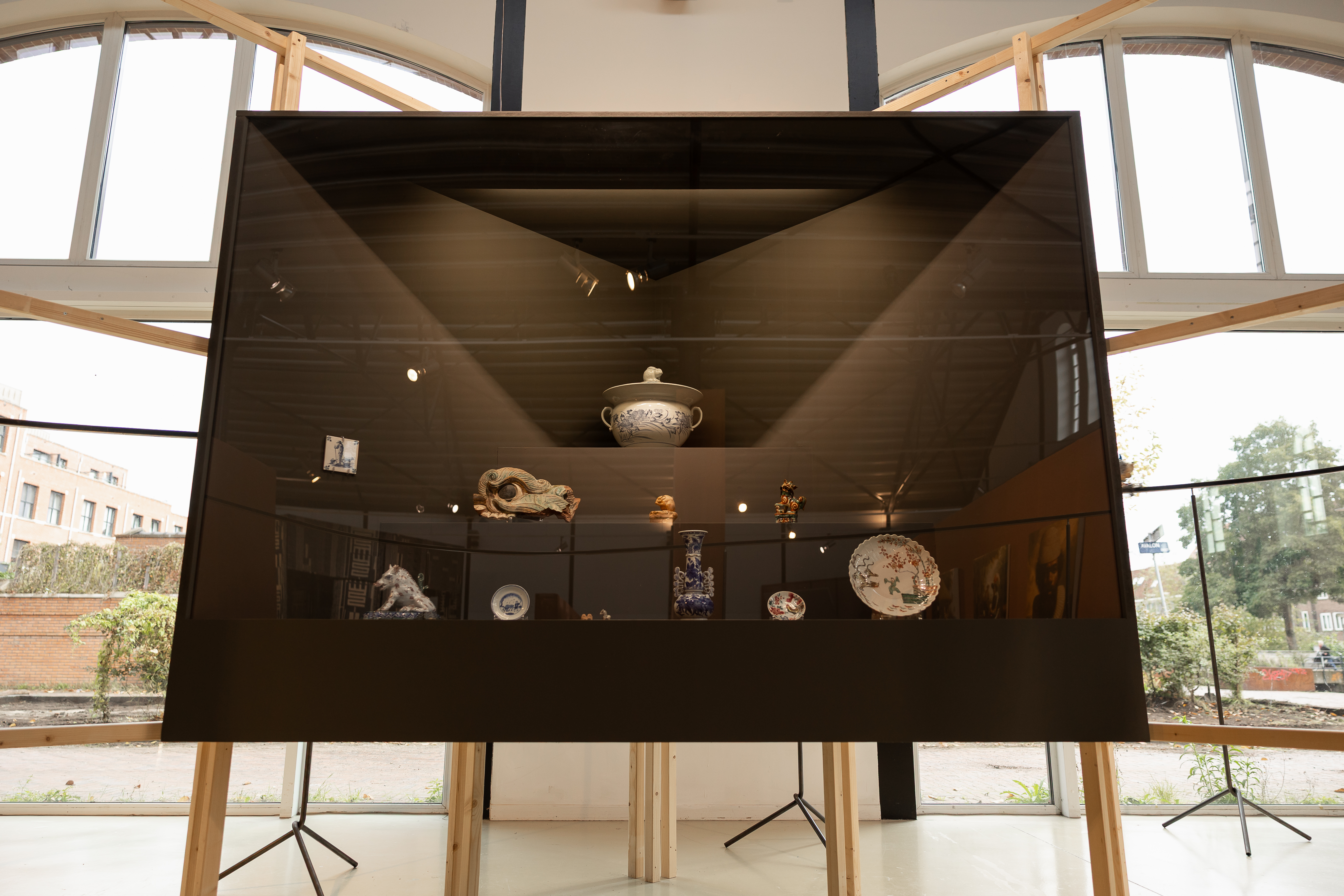 Menagerie ImperiumCollection of ceramic objects, on loan from the Princessehof National Museum of Ceramics and the Fries Museum; painted MDF, LED light, acrylic11th-20th century