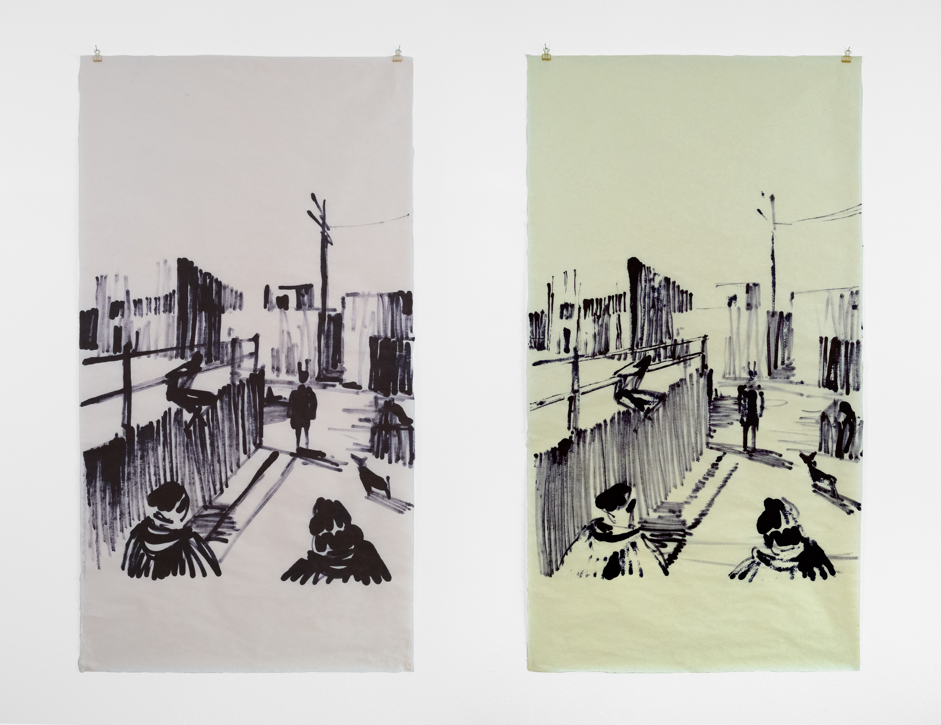 The Transfer, 2023. Ink on Hanji paper — 70 x 58 in.