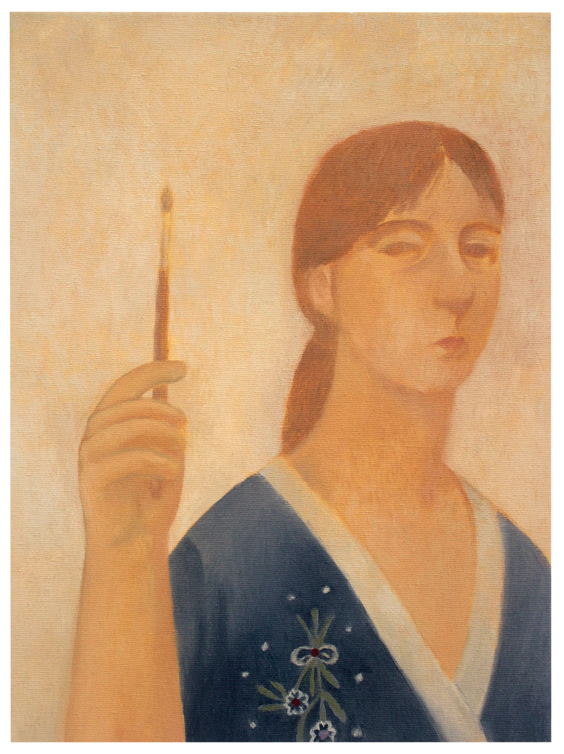 "Autorretrato de robe azul", 2019, óleo sobre tela