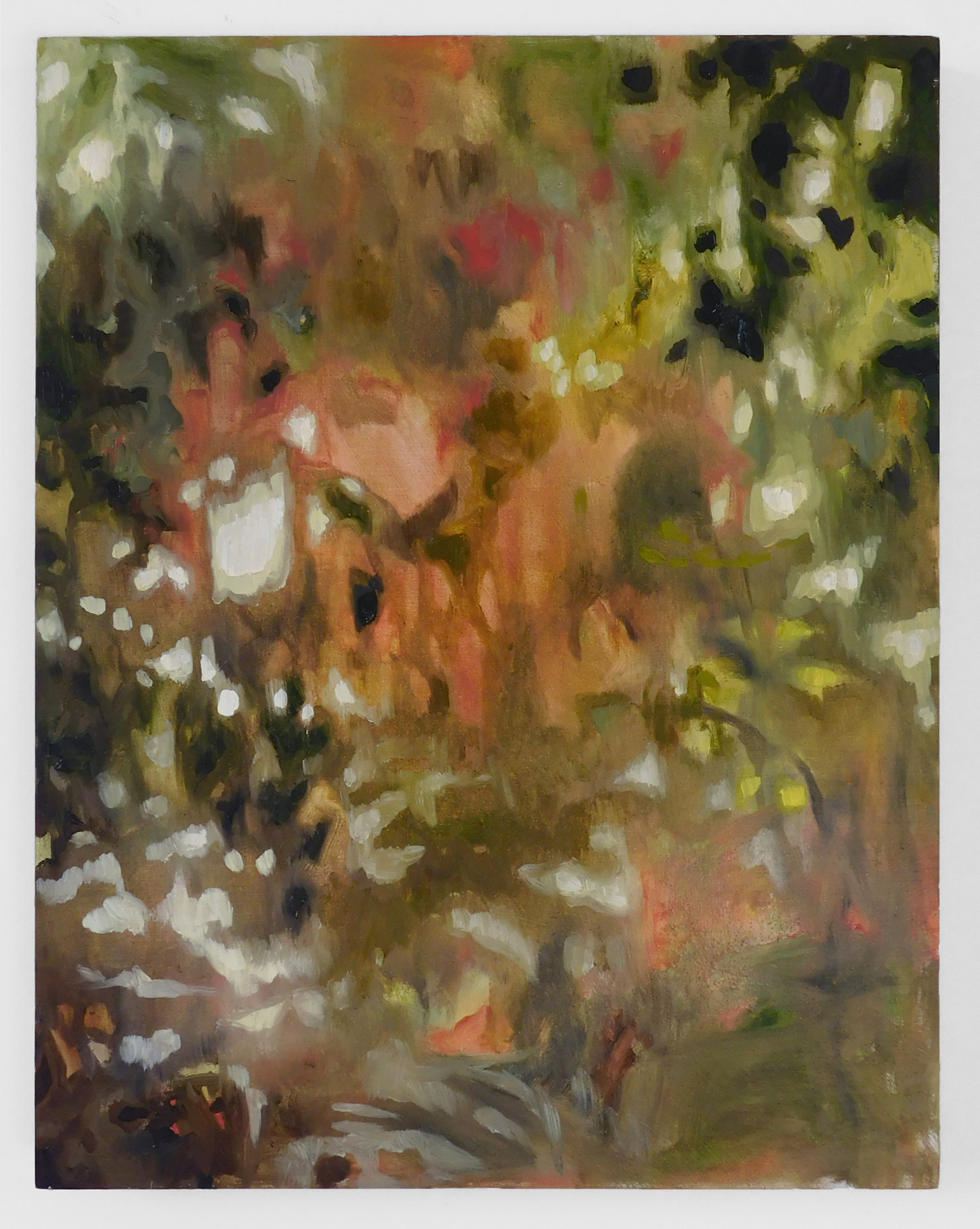 pond with rain, light, imagesoil on panel14x11"