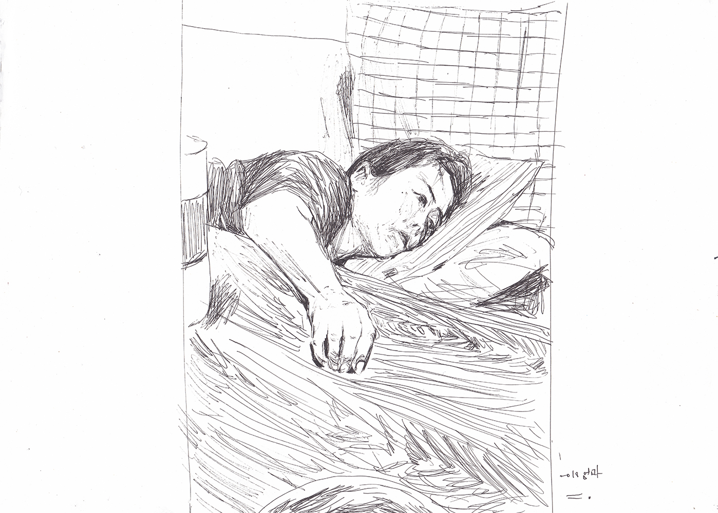 엄마 (mom), 2018, pen on paper, 20.6*28.7(cm)