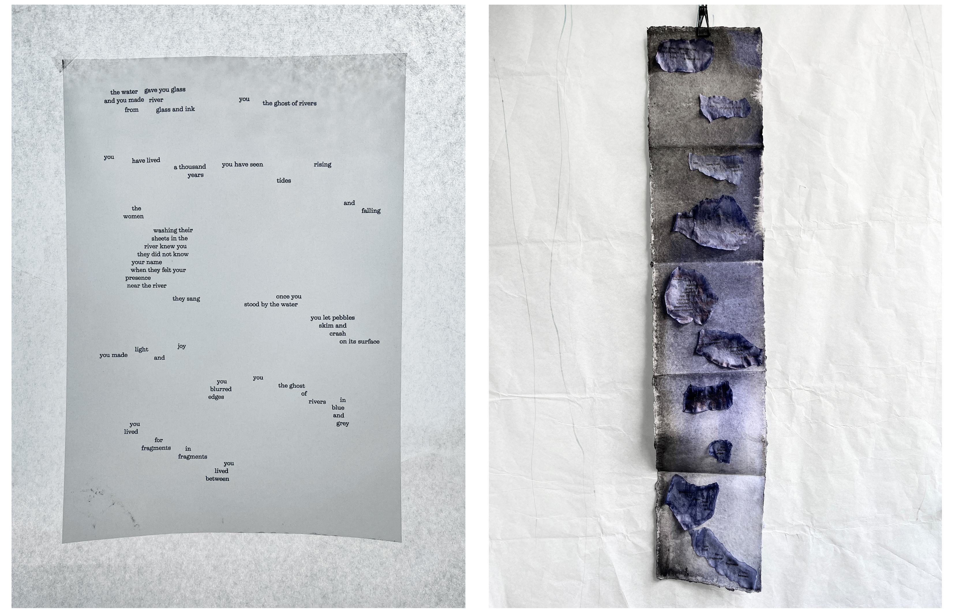 Sef, Ghost of rivers, mixed media artist book, 15x75 cm, 2025, £75 + A4 text of poem