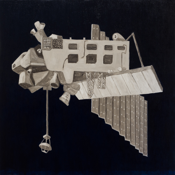 Sat&eacute;lite, 2017, &oacute;leo sobre tela, 90 x 90 cm