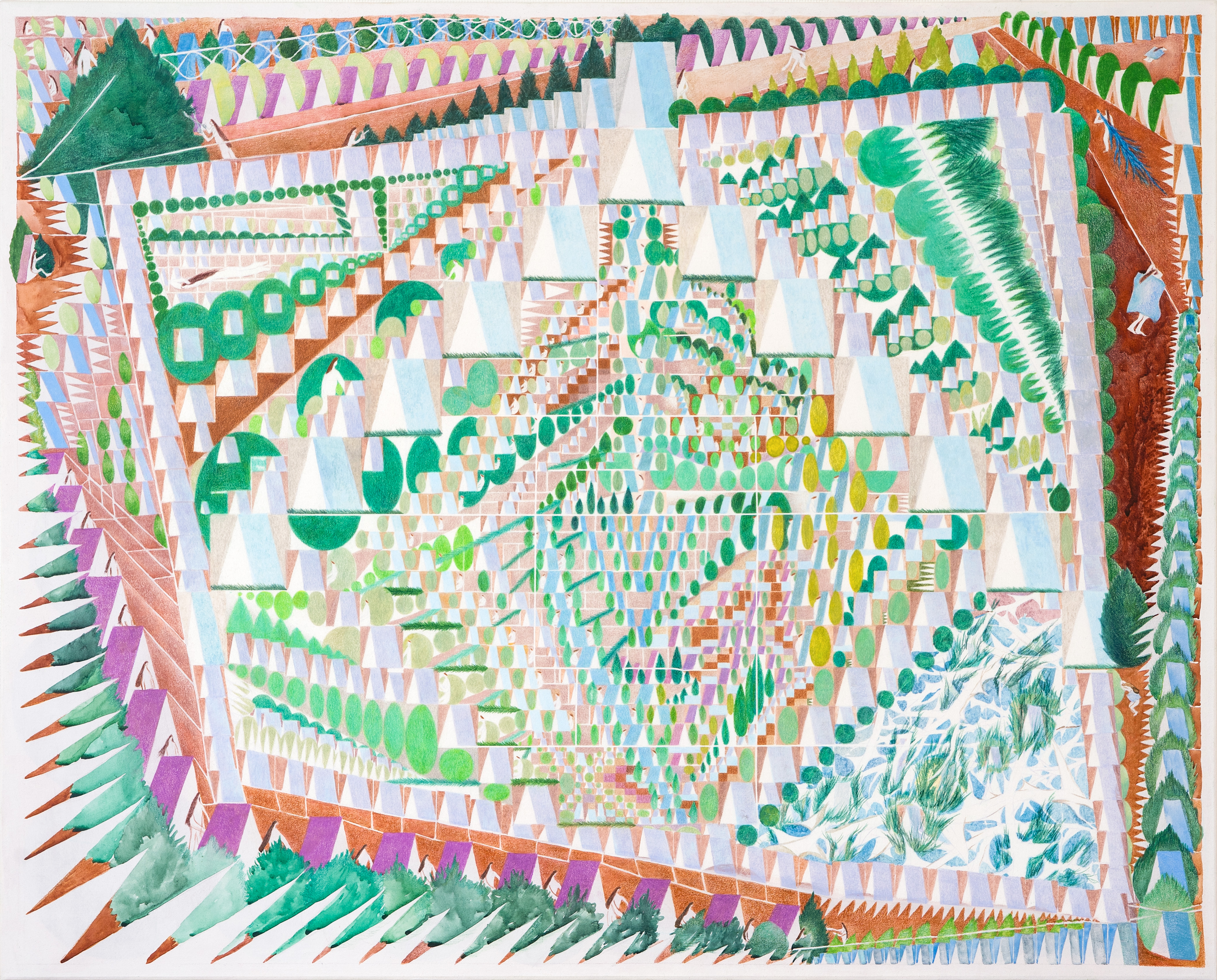 Formation chart, Watercolor, colored pencil, Japanese paper 73×91cm 2023