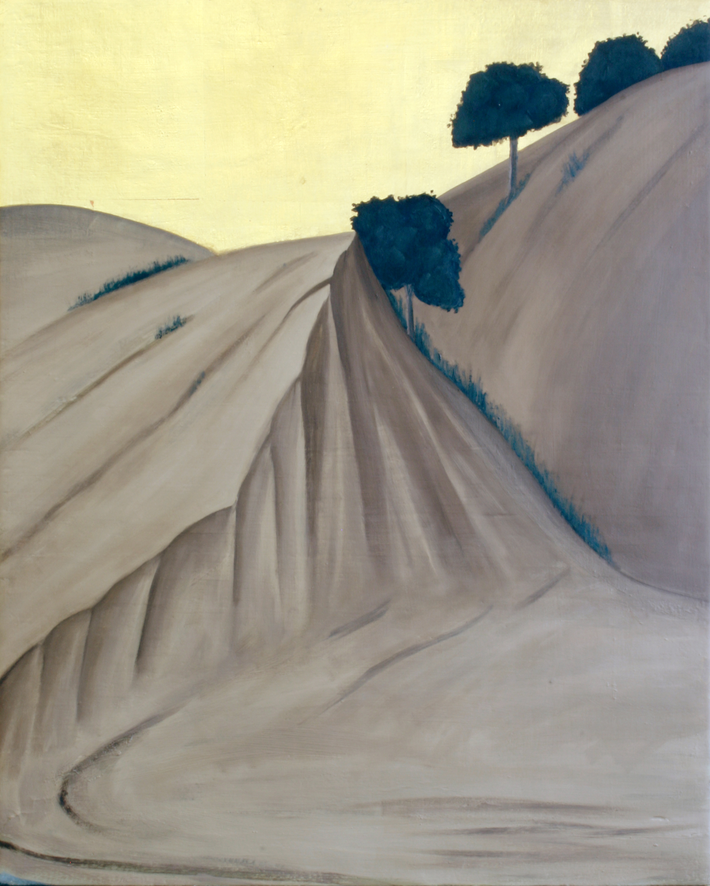 Landscape Without Umilta's Arrival (After Pietro), 2008, 48x60cm, oil, metal leaf and pigment on gesso board