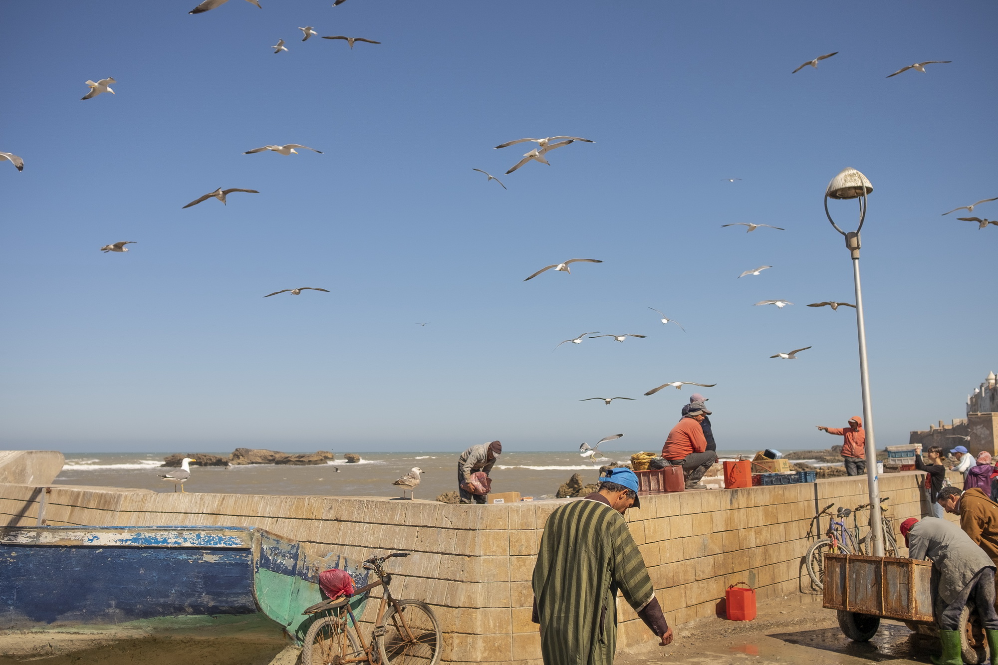 Fishing port of Essaouira. City on the Atlantic ocean.