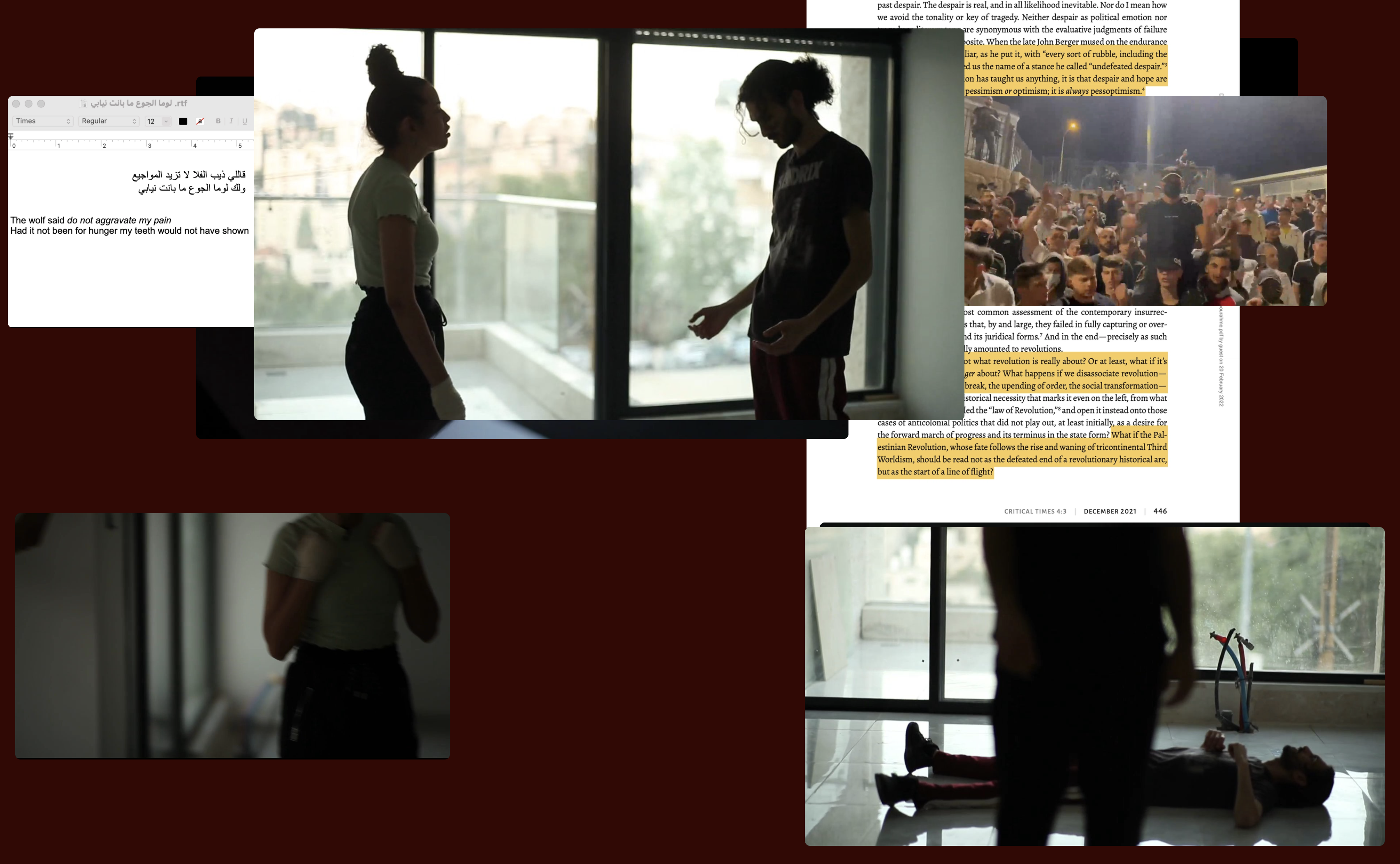 Basel Abbas and Ruanne Abou-Rahme: "May amnesia not kiss us on the mouth, part ii" (2021).