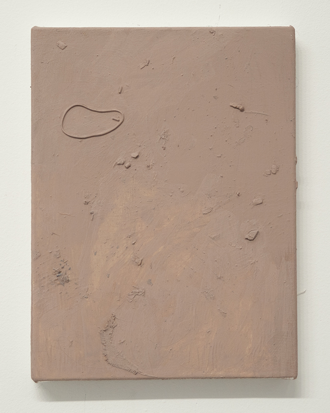 Sulking Room / house paint and debris on canvas / 12in x 9in / 2022