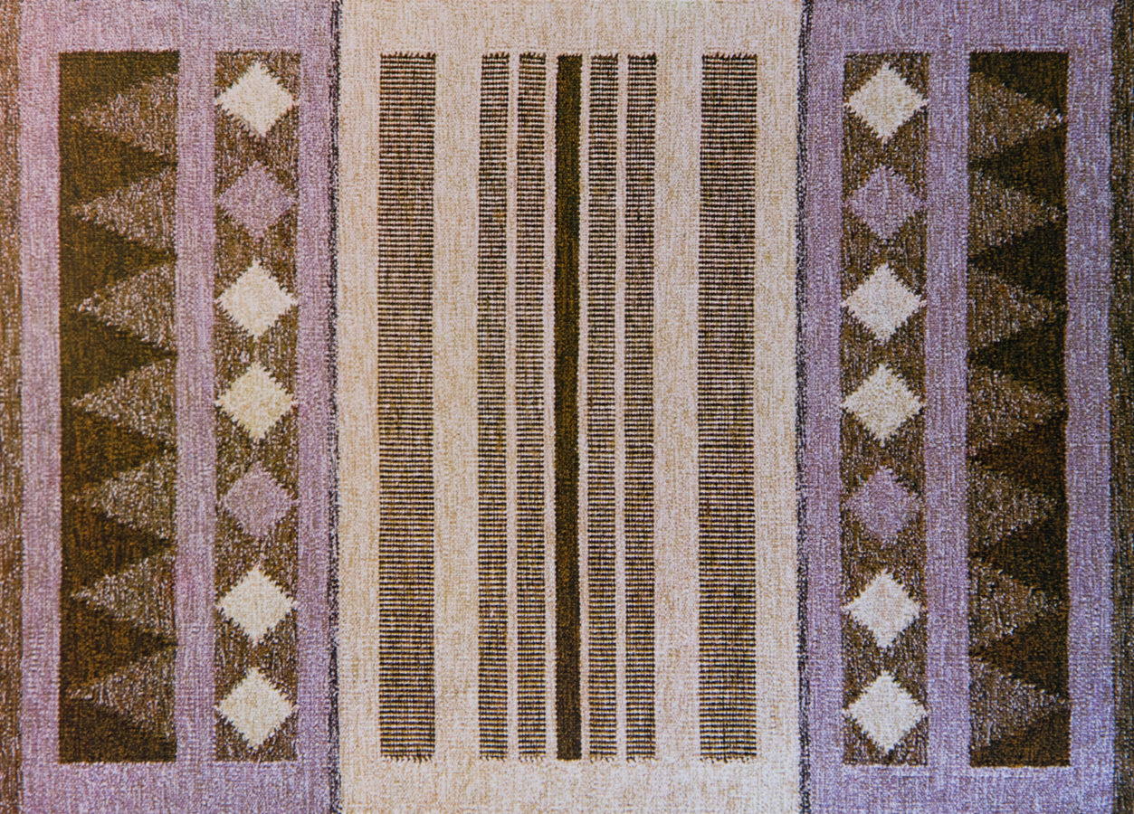 Handwoven wool rug. Serial production. 1980's