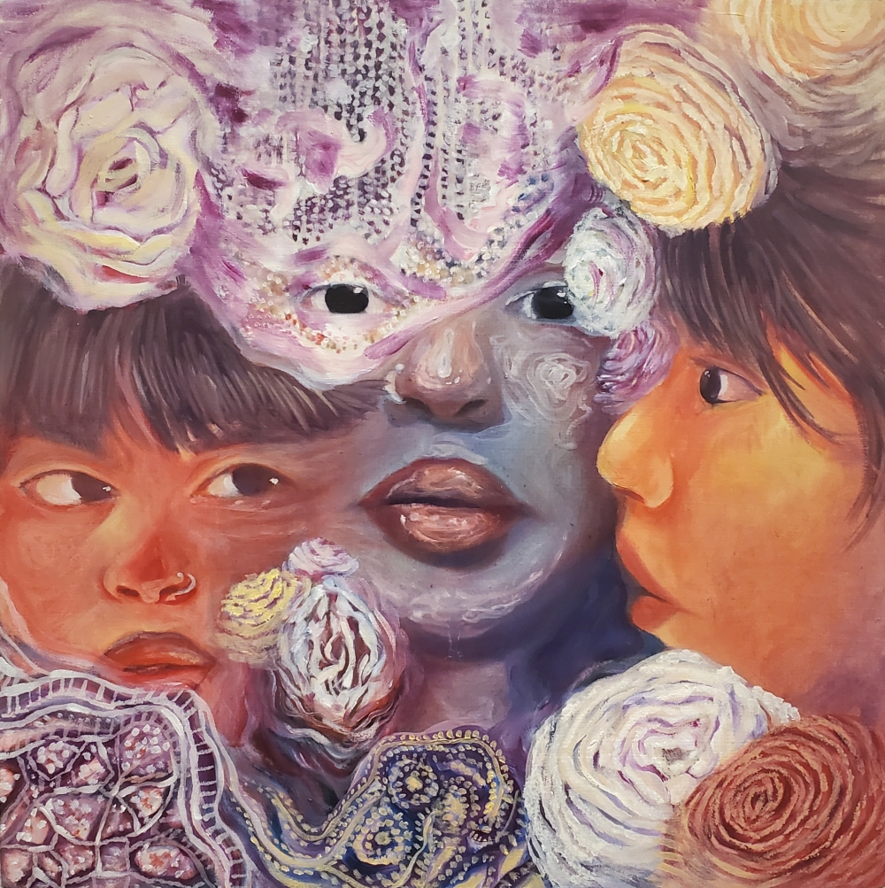 Genna oil on wood panel, 12"x12", 2022