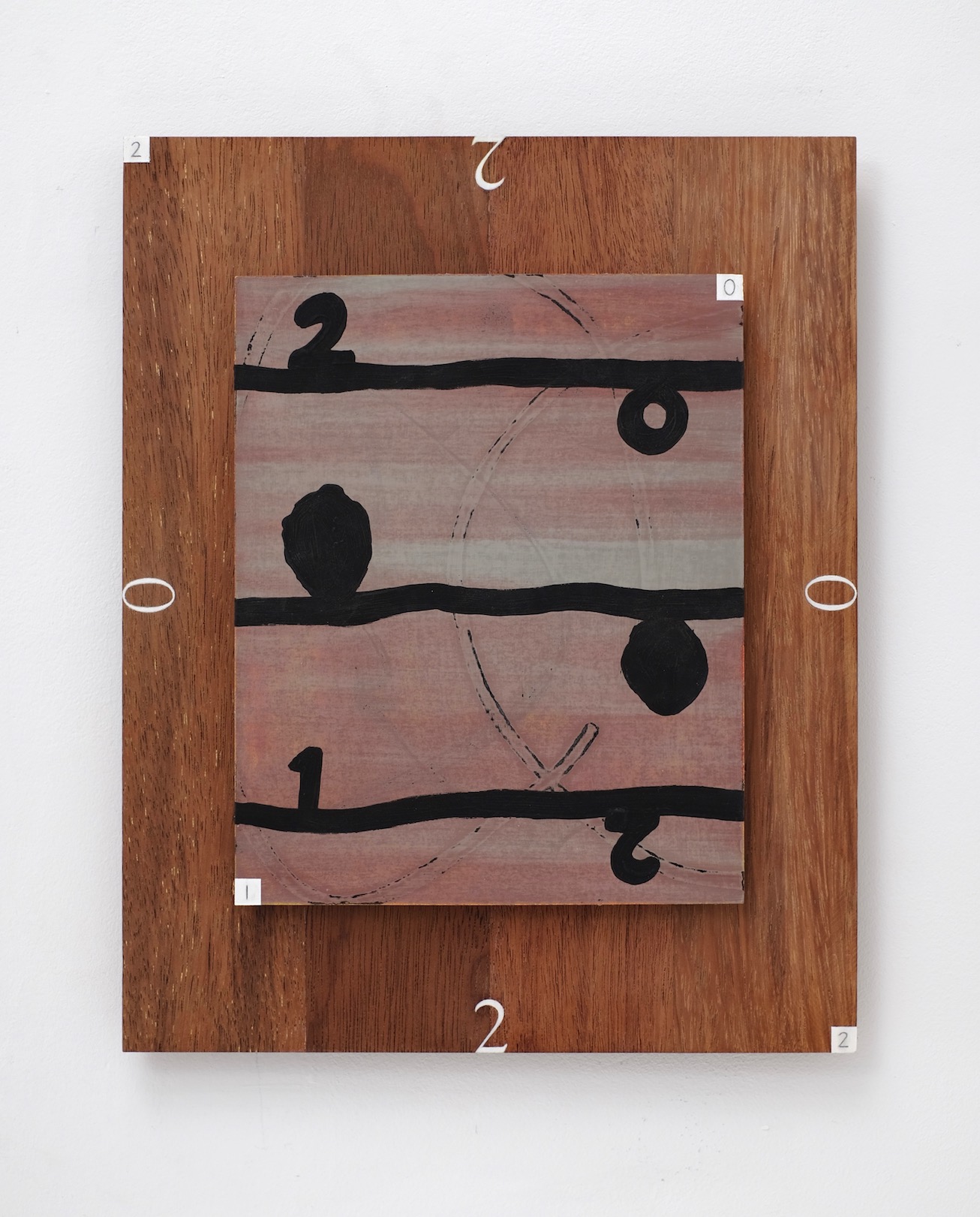 Untitled 2012 - 2021, acrylic and pencil on paper/aluminium and merbau panel, 35.5 x 28.5 cm