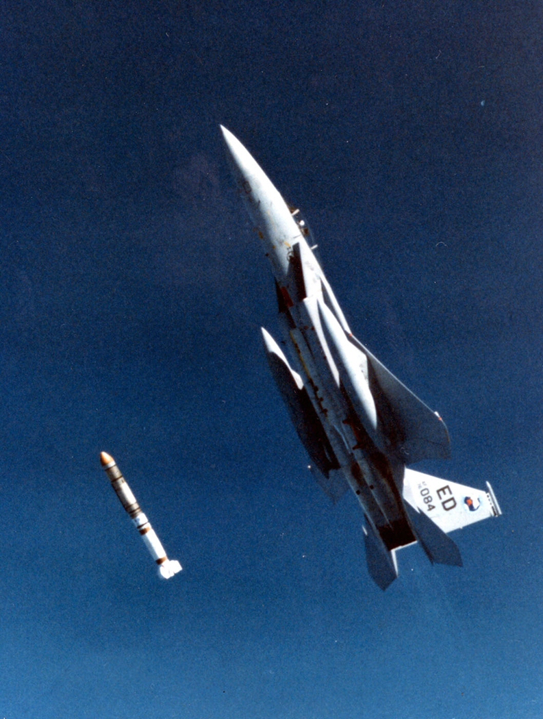 A US Vought ASM-135 ASAT missile launch on 13 September 1985, which destroyed P78-1