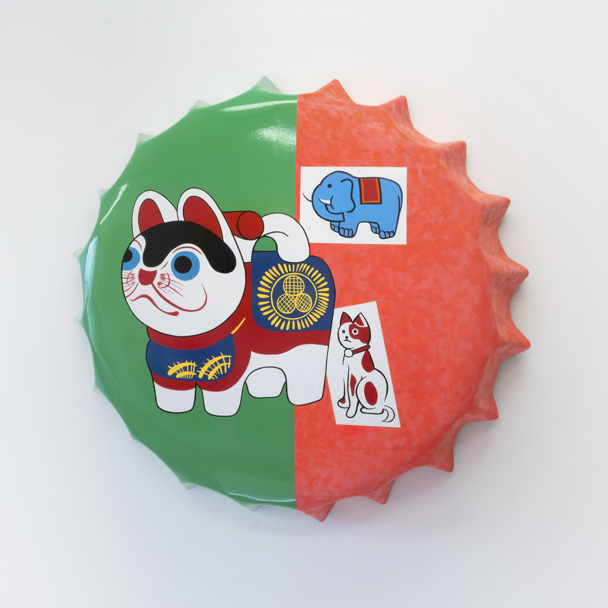 Pals, 2016-2019Enamel on shaped steel33”&nbsp;︎ 33”&nbsp;︎ 6”