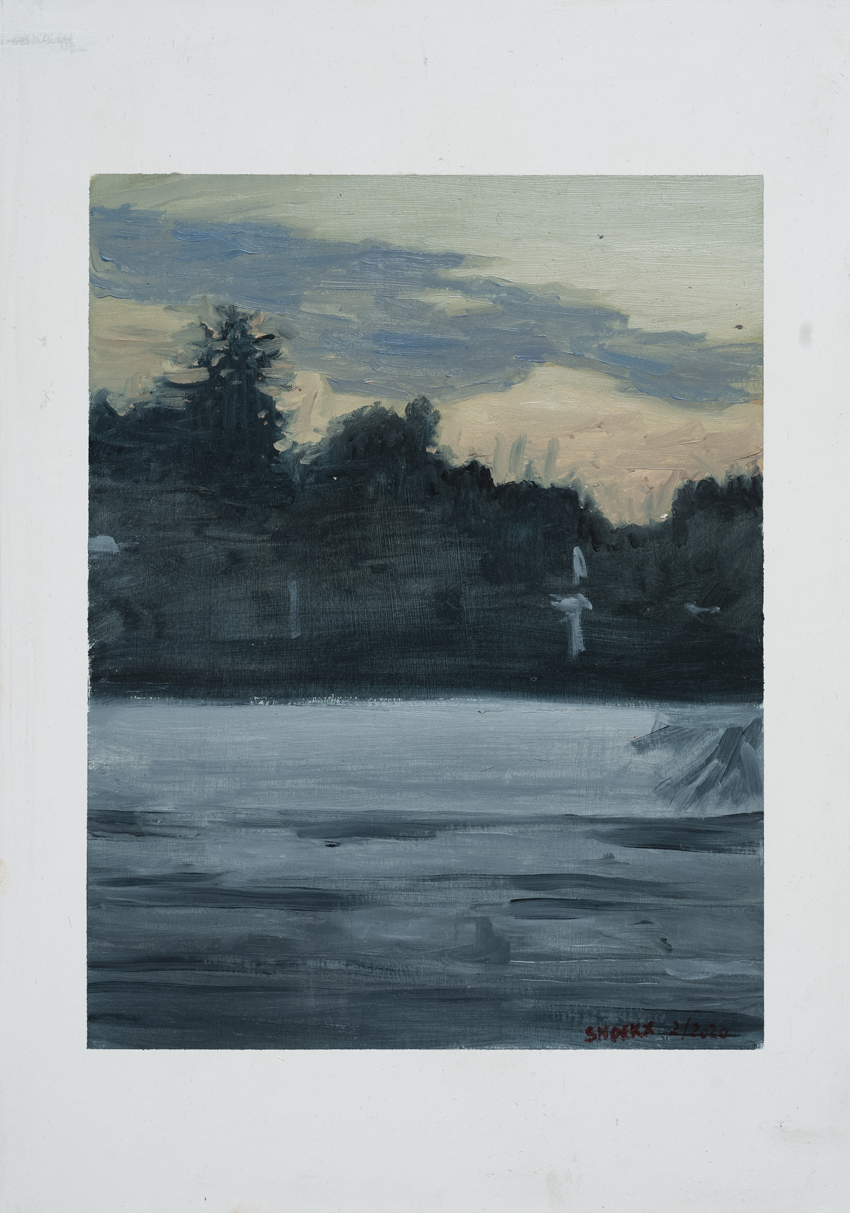 "Wet roof in evening light" - Oil On paper - 29cm x 23cm