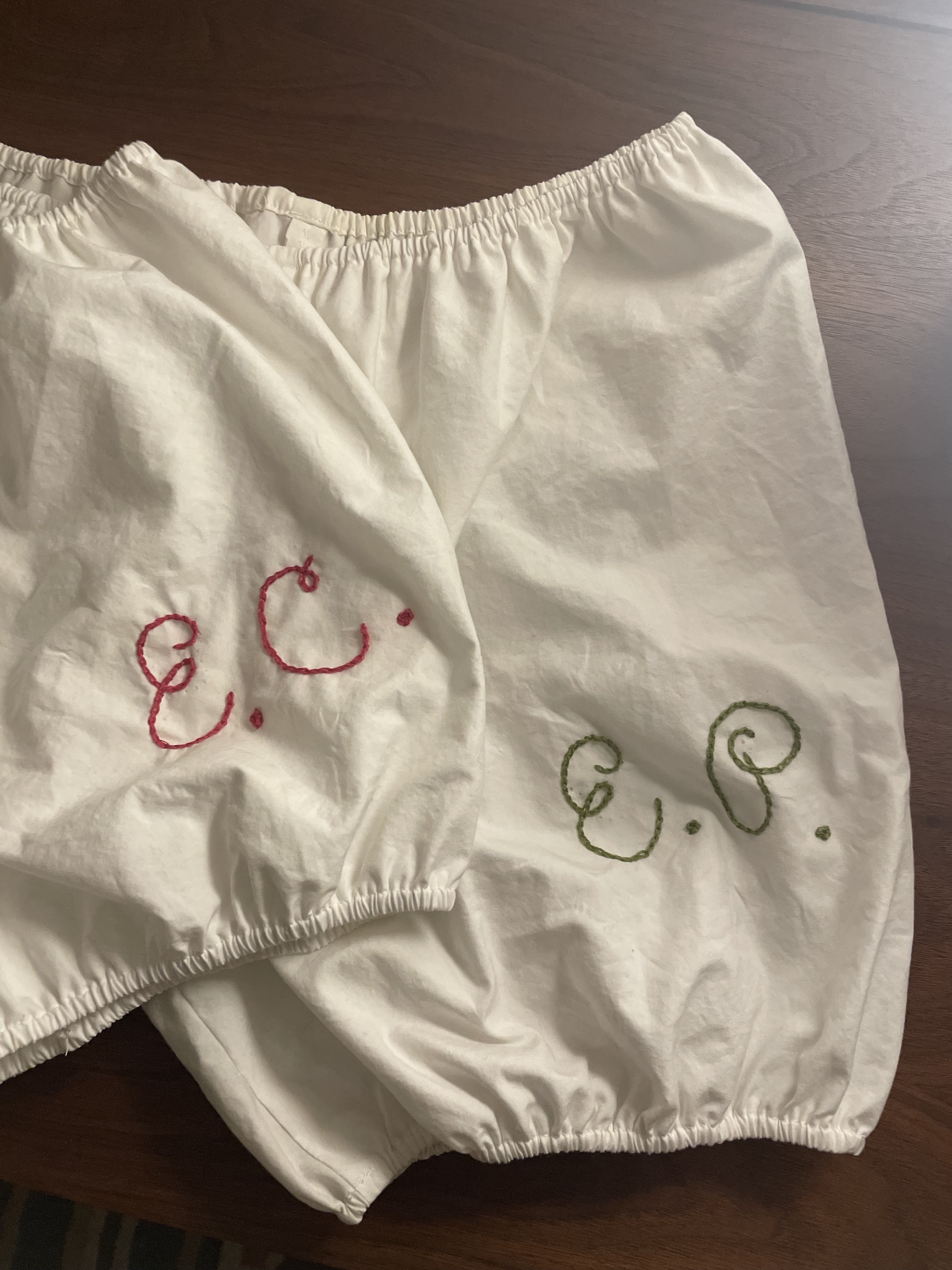 Custom Bloomers with Hand-Embroidered Initials