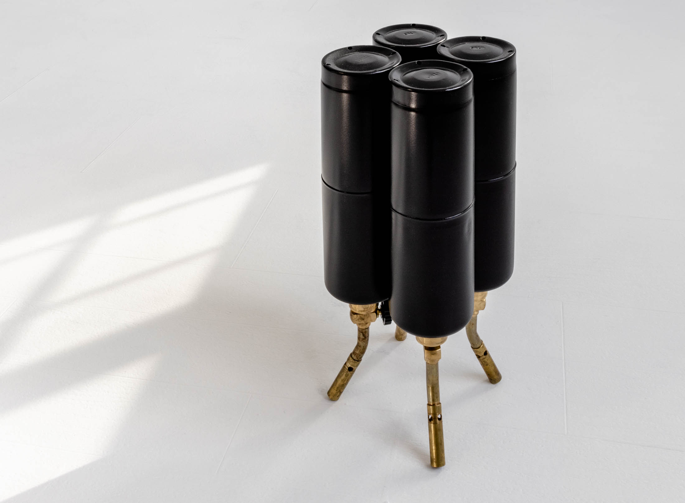 All metaphor is hallucinatory, 2019, welded propane torches, paint, 16 x 7 x 7 in. (41 x 18 x 18 cm)